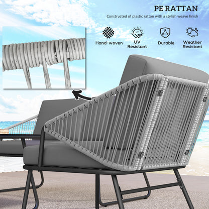 4 Piece Rattan Garden Furniture Set with Cushions, Grey