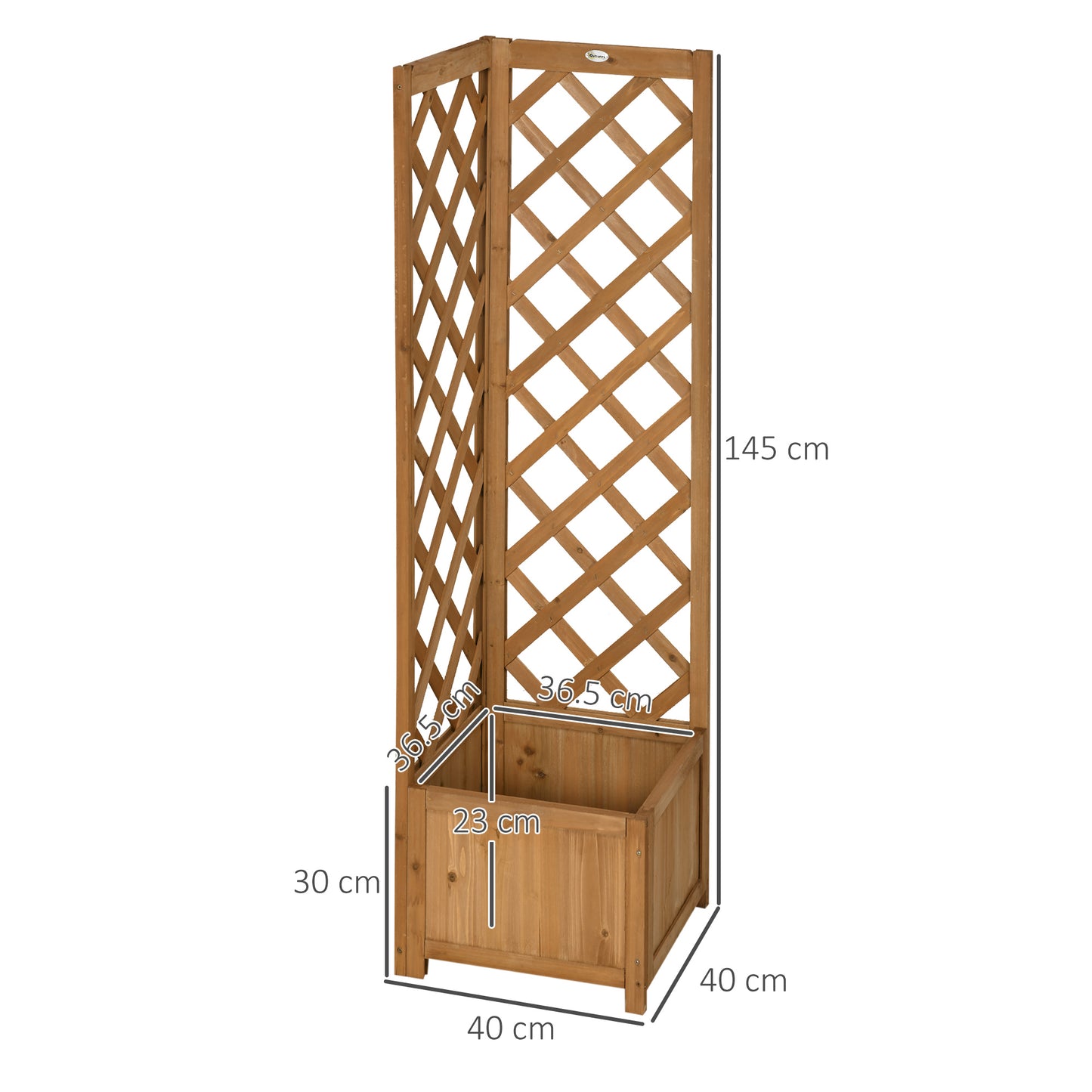 Wooden Planter with Corner Trellis, Raised Garden Bed, Brown