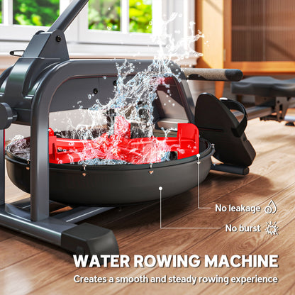 Water Rowing Machine with Adjustable Resistance, Vertical Storage