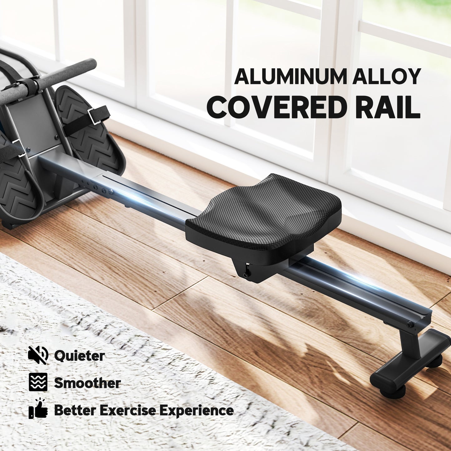 Water Rowing Machine with Adjustable Resistance, Vertical Storage