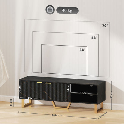 TV Unit, TV Stand Cabinet with Shelves and Storage Cupboard, Black