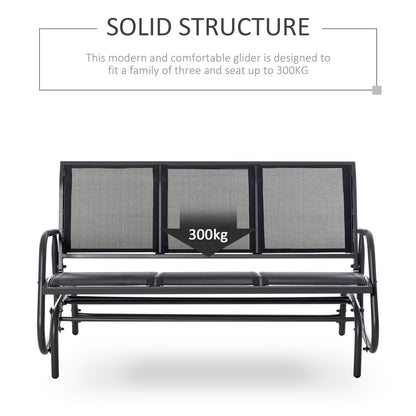 3-Seat Glider Rocking Chair for 3 People Garden Bench Patio Furniture Metal Frame