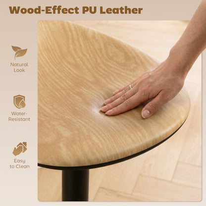 Set of 2 Breakfast Barstools, PU Leather Swivel Bar Stools, Oak