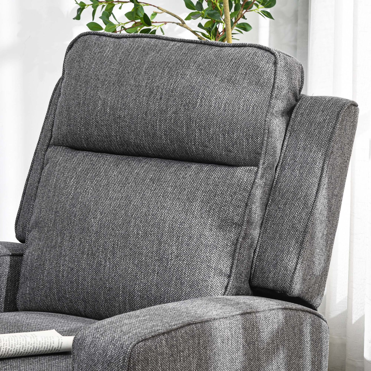 Electric Armchair, Fabric Recliner Chair with USB Port, Charcoal Grey