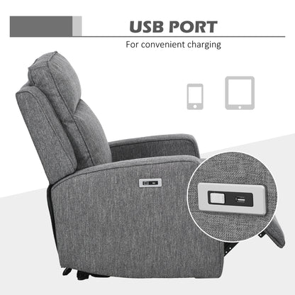 Electric Armchair, Fabric Recliner Chair with USB Port, Charcoal Grey