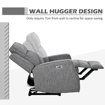 Electric Armchair, Fabric Recliner Chair with USB Port, Charcoal Grey