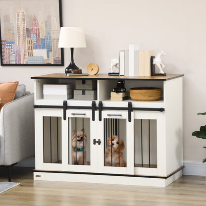 Dog Crate Furniture for Small and Large Dogs with Movable Divider, White