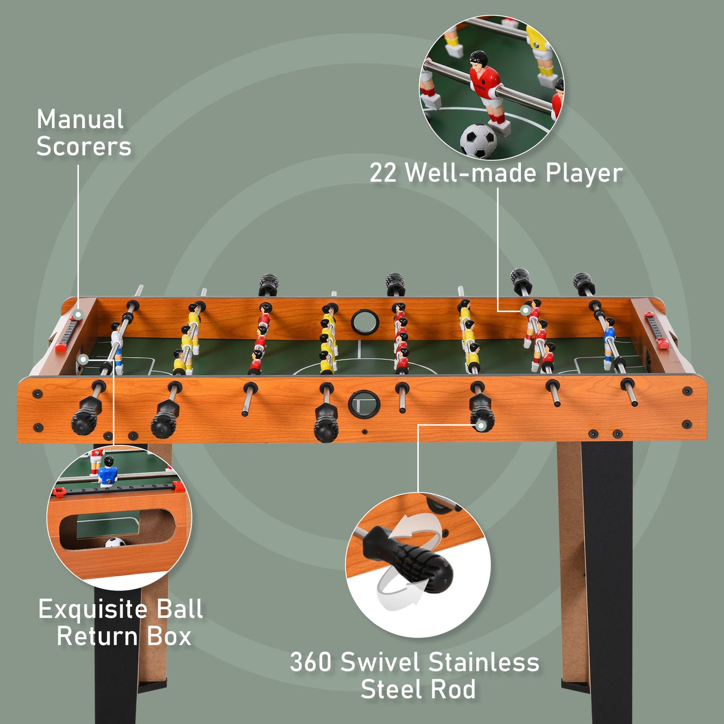 Football Table Heavy Duty  84.5cm for Arcades, Pub, Game Room, 8 Rods, 2 Foosballs