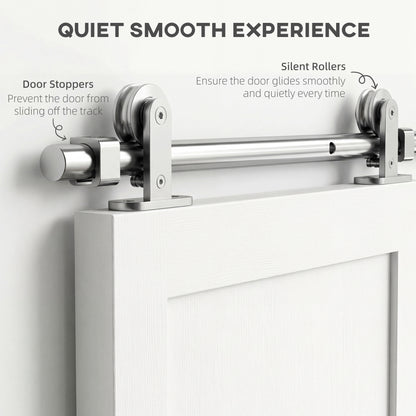 Sliding Door Hardware Kit Smooth Quiet 200cm Sliver Tone