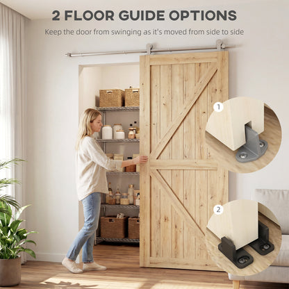Sliding Door Hardware Kit Smooth Quiet 200cm Sliver Tone