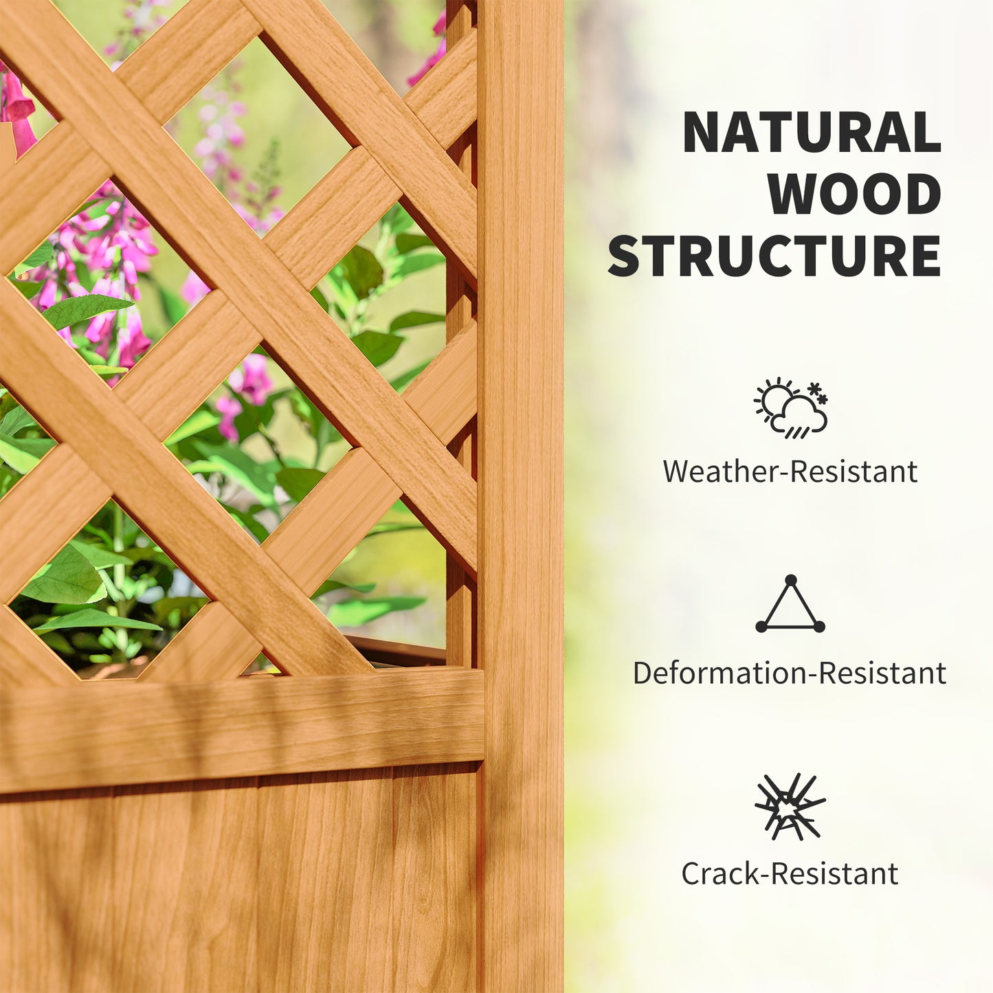 Wooden Raised Garden Bed, Trellis Planter w/ Trellis, Fabric Liner