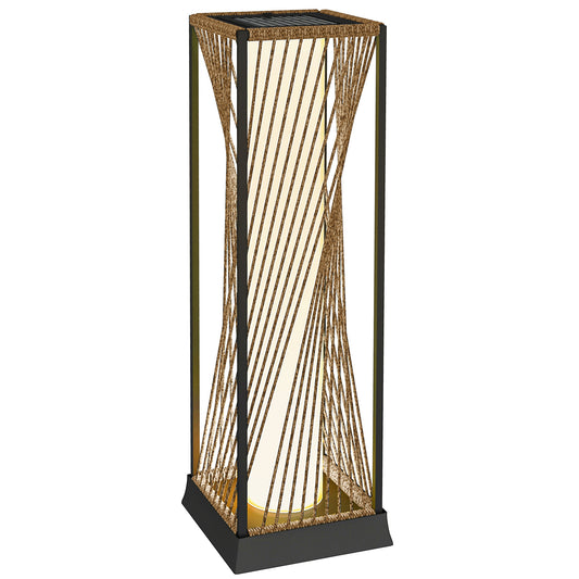 Rattan Solar Floor Lamp, Auto On/Off  Garden Lights, Sand Brown