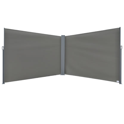 6 x 2m Patio Double Side Awning Folding Privacy Screen Fence Grey