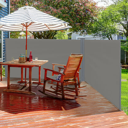 6 x 2m Patio Double Side Awning Folding Privacy Screen Fence Grey
