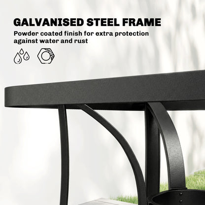Garden Dining Set with Umbrella Hole, Stackable Chairs, Light Grey