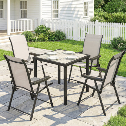 5 Pieces Outdoor Dining Set, Garden Dining Set for 4, Brown