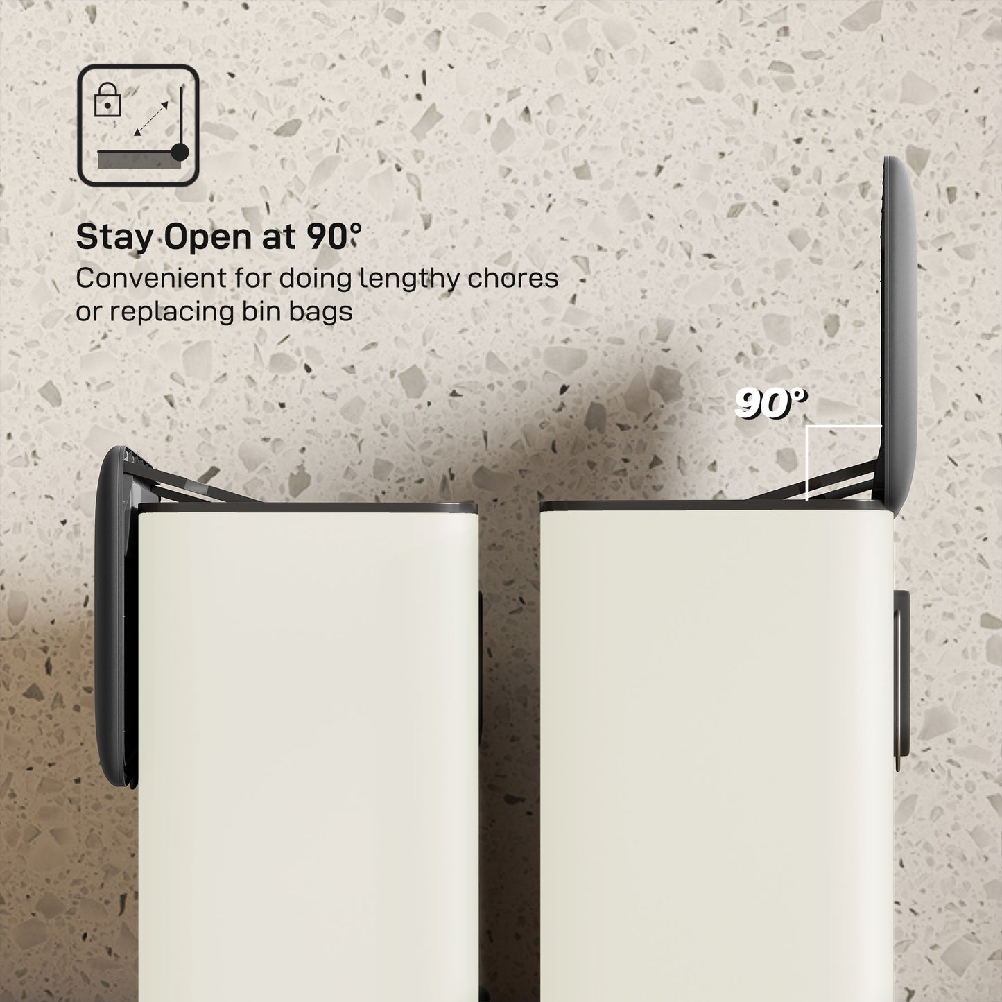 8L Hanging Kitchen Bin, Rubbish bin w/ Stay-Open Lid for Under Sink