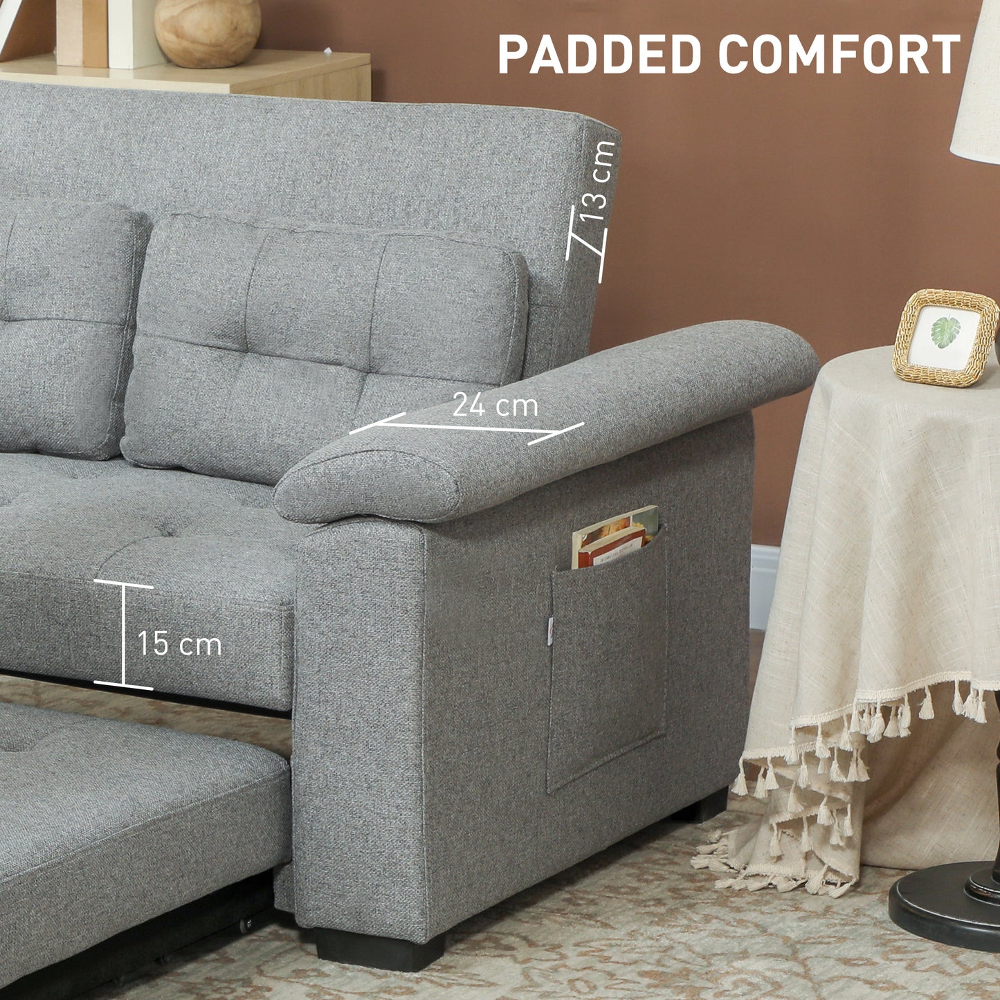 Click Clack Sofa Bed 2 Seater Sofa Bed for Living Room Light Grey