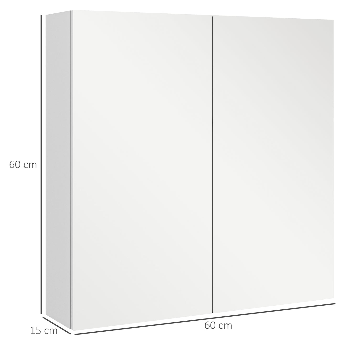 Wall Mounted Bathroom Storage Cupboard W/ Mirror and Shelf, White