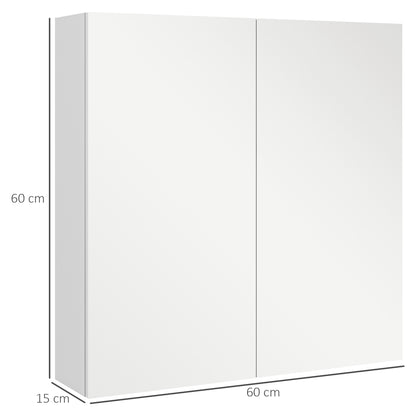 Wall Mounted Bathroom Storage Cupboard W/ Mirror and Shelf, White