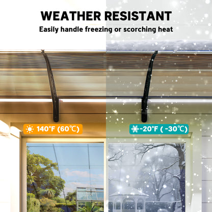 Door Canopy Outdoor Awning Rain Shelter for Window Porch, Brown