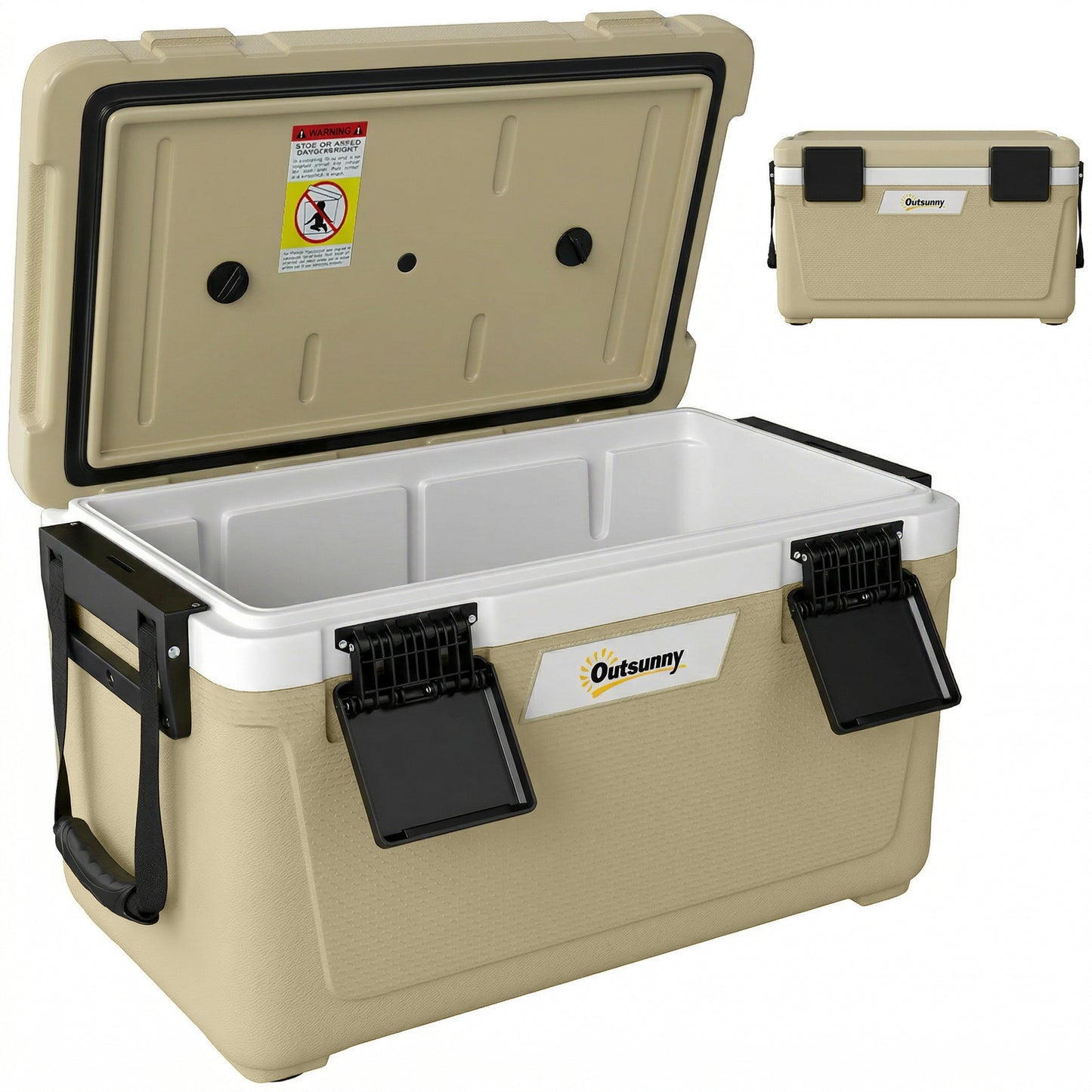 42.6L Insulated Cool Box, Portable Ice Cooler with Handle, Khaki