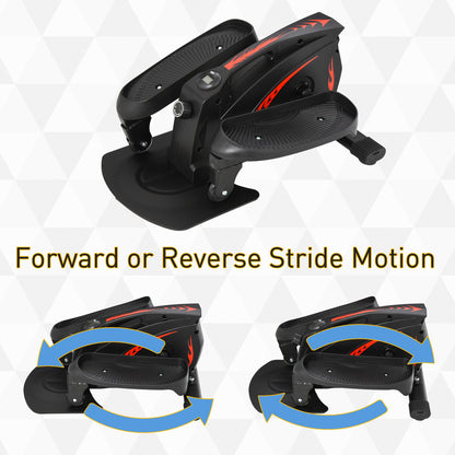 Mini Manual Elliptical Bike Under Desk Bike w/ LCD Monitor Anti-Slip Pedals Adjustable Resistance Home Compact Exercise Trainer