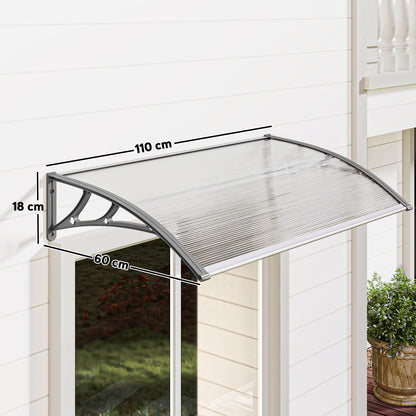 Door Canopy Outdoor Awning Rain Shelter for Window Porch, Grey