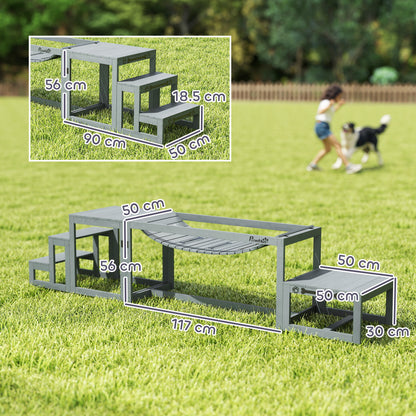 3 Pieces Wooden Dog Agility Training Equipment, Grey