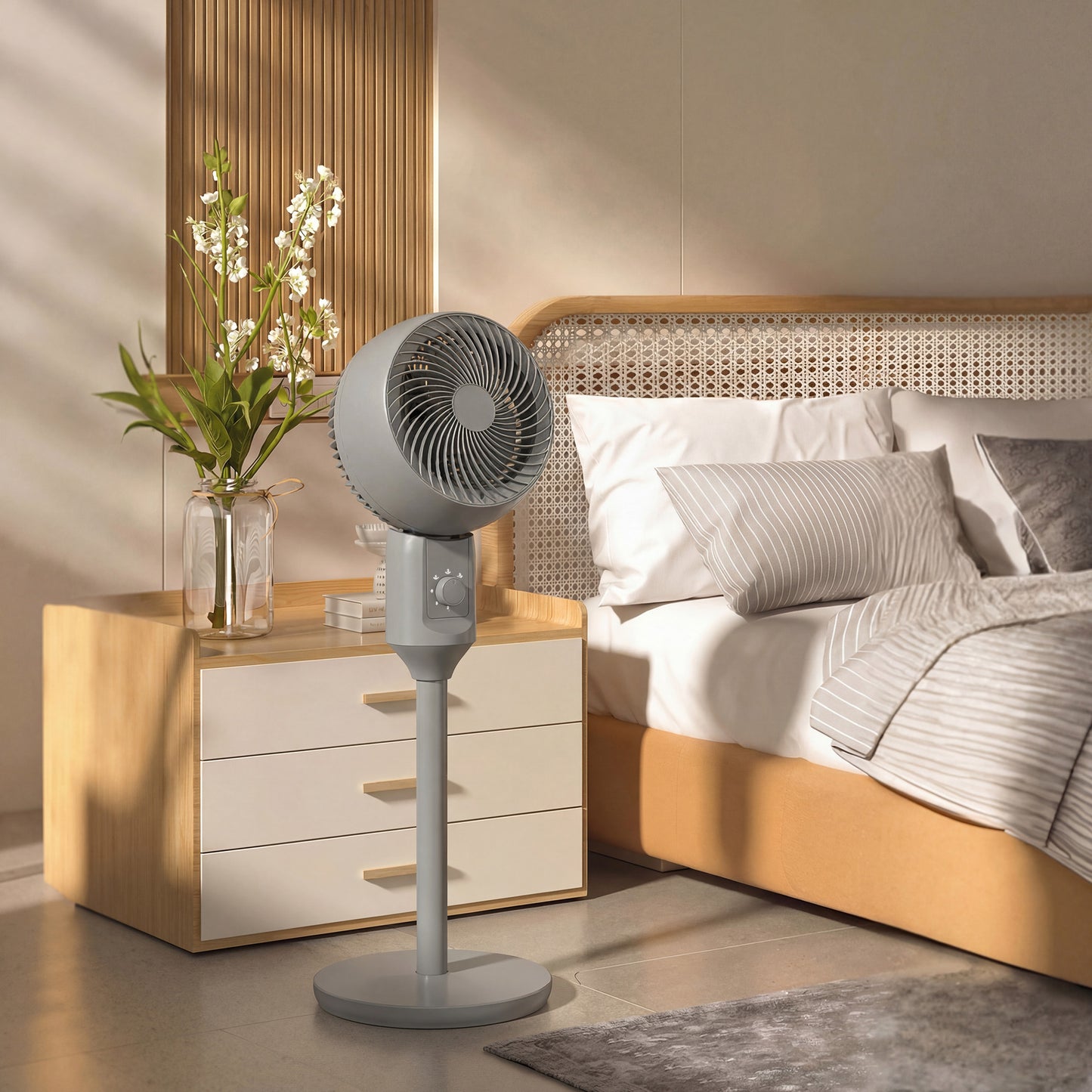 9" Pedestal Cooling Fan with Adjustable Speed, Grey