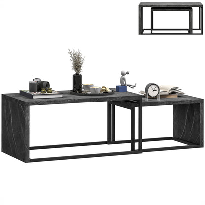 Coffee Tables Set of 2, Nest of Tables for Living Room, Dark Grey