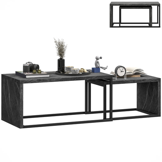 Coffee Tables Set of 2, Nest of Tables for Living Room, Dark Grey