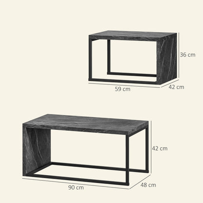 Coffee Tables Set of 2, Nest of Tables for Living Room, Dark Grey