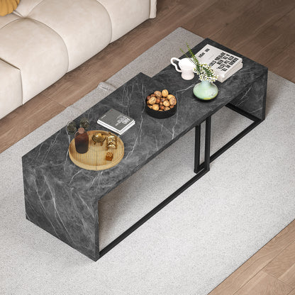 Coffee Tables Set of 2, Nest of Tables for Living Room, Dark Grey