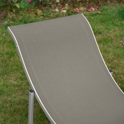 Set of 2 Zero Gravity Lounge Chair Recliners Sun Lounger Light Grey