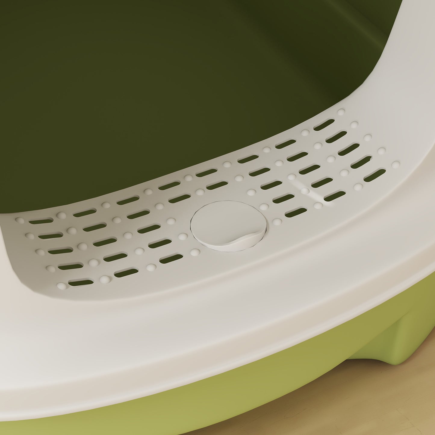 Cat Litter Box, Hooded Cat Litter Tray with Lid, Scoop, Green