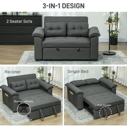 Click Clack Sofa Bed 2 Seater Sofa Bed for Living Room Charcoal Grey