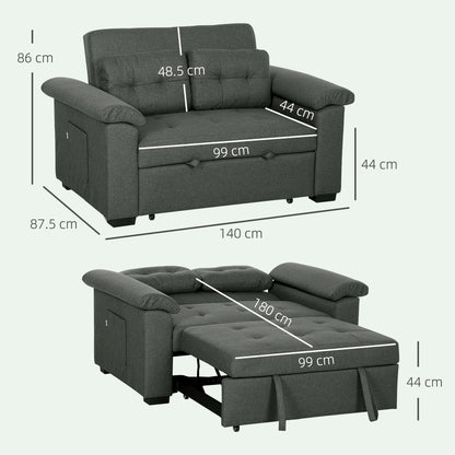 Click Clack Sofa Bed 2 Seater Sofa Bed for Living Room Charcoal Grey