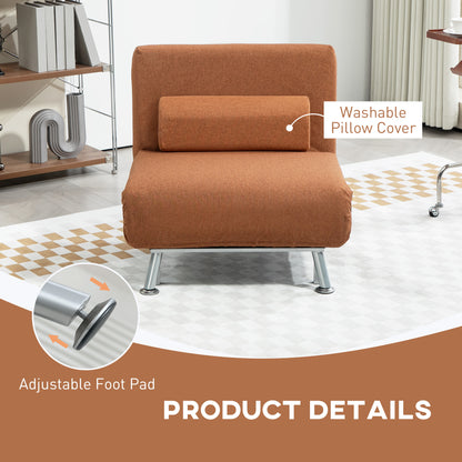 Folding 5 Position Convertible Sleeper Chair Bed Coffee