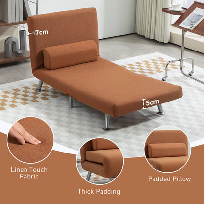 Folding 5 Position Convertible Sleeper Chair Bed Coffee
