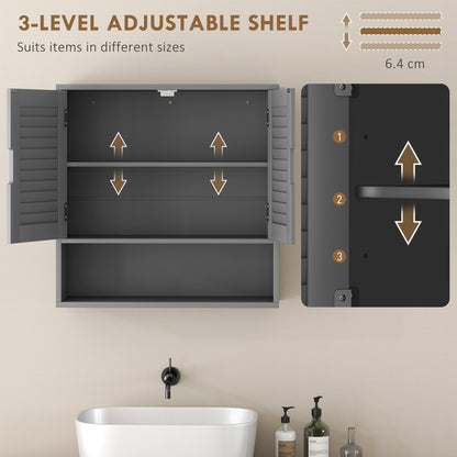 Bathroom Cabinet, Wall Mounted Cabinet with Adjustable Shelves, Grey