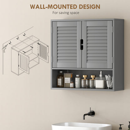 Bathroom Cabinet, Wall Mounted Cabinet with Adjustable Shelves, Grey