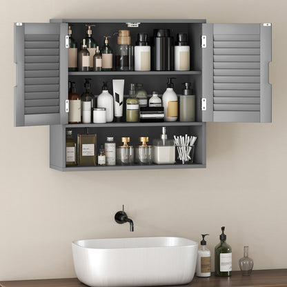Bathroom Cabinet, Wall Mounted Cabinet with Adjustable Shelves, Grey