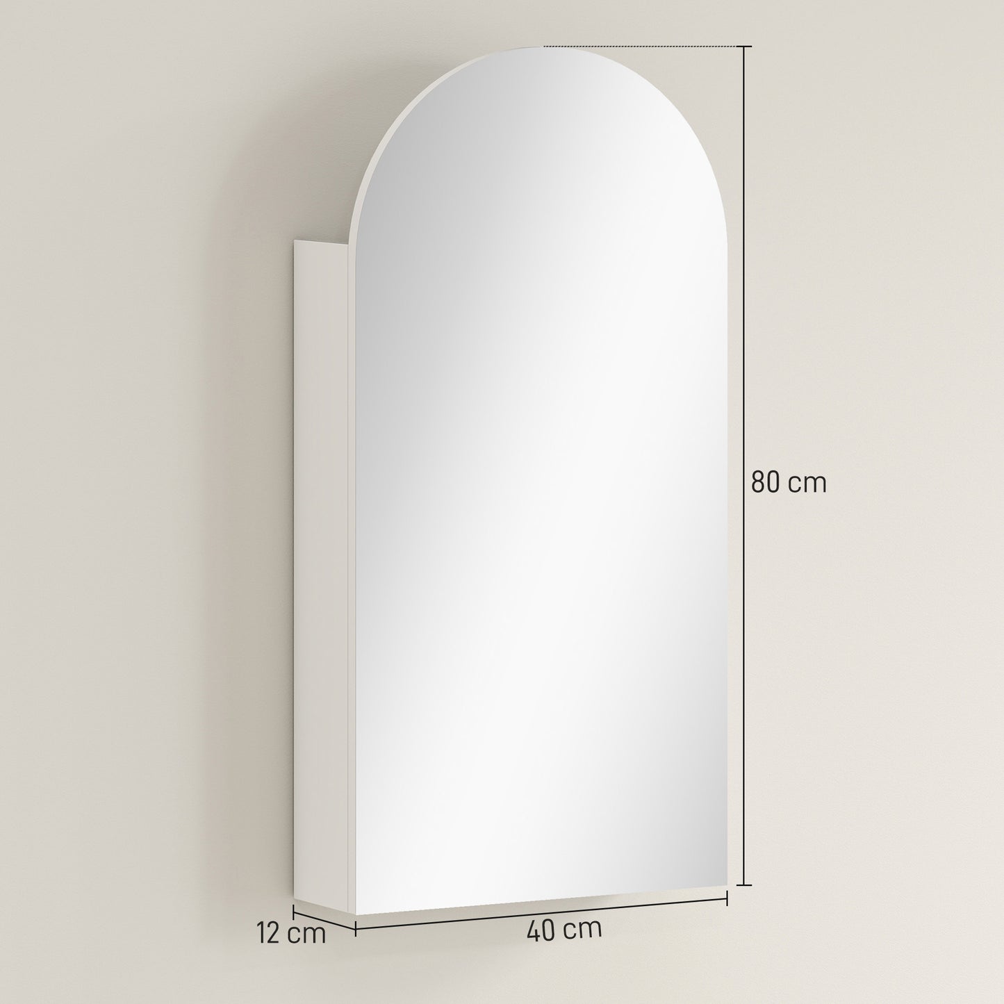 Bathroom Mirror Cabinet with Adjustable Glass Shelves, White