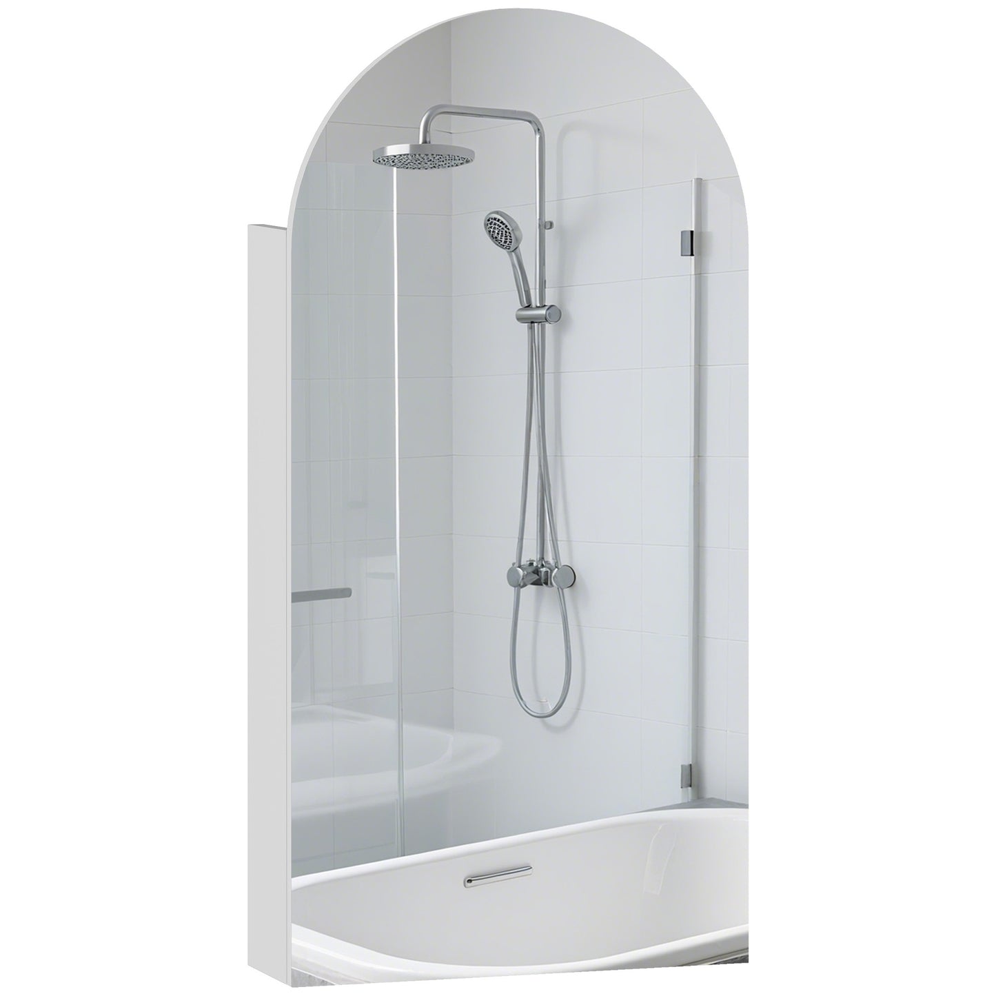 Bathroom Mirror Cabinet with Adjustable Glass Shelves, White