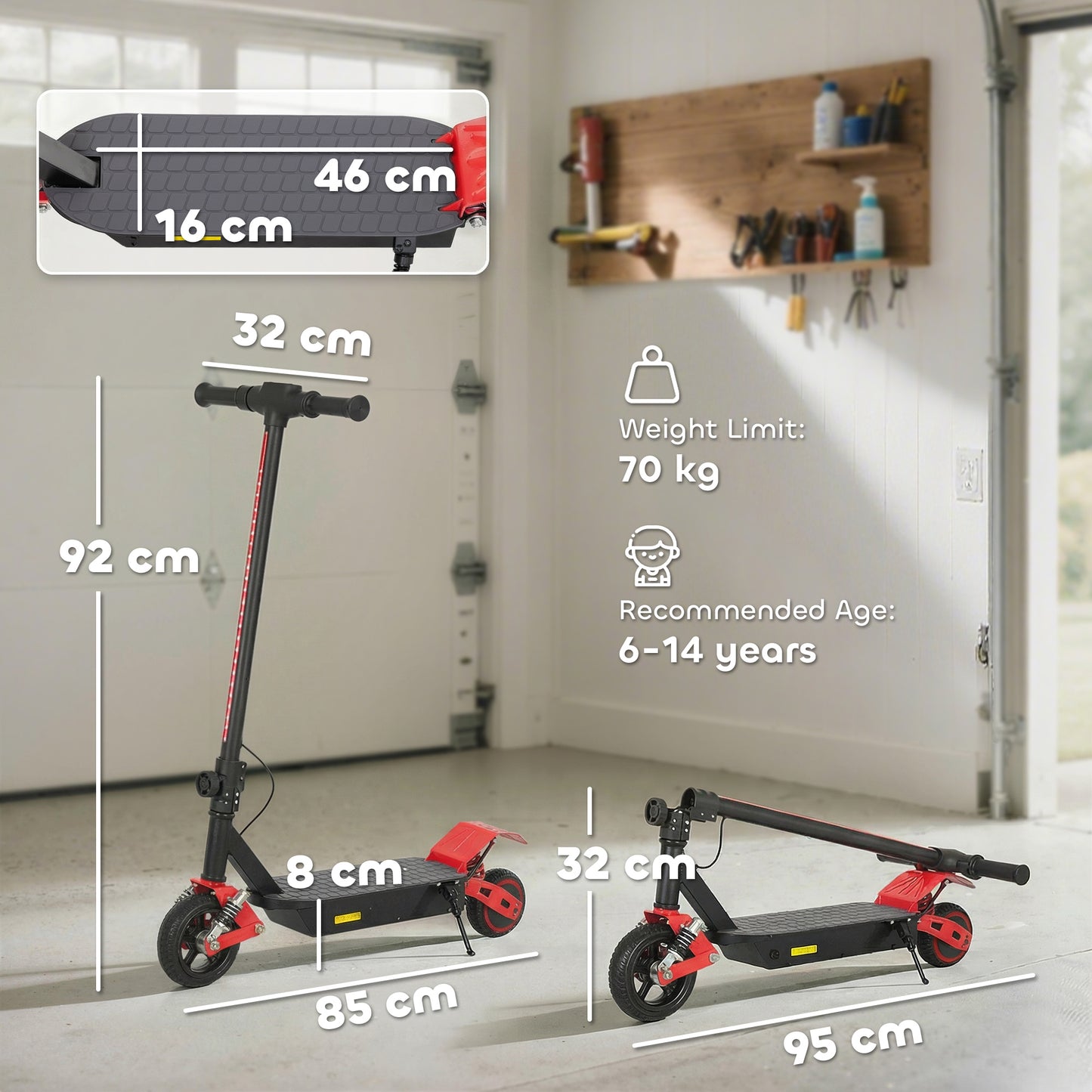 Electric Scooter for Kids with LCD Display, Up to 15 KM/H, Red