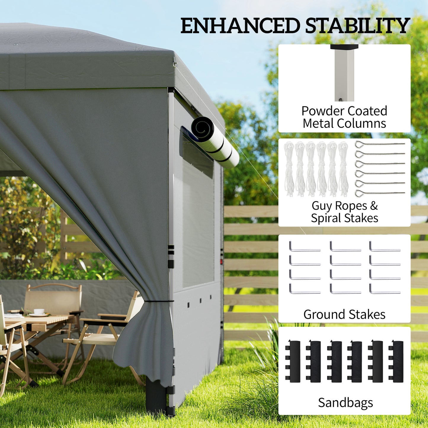 3 x 6 m Pop Up Gazebo, UPF50+ Wedding Party Tent Marquee, Dark Grey