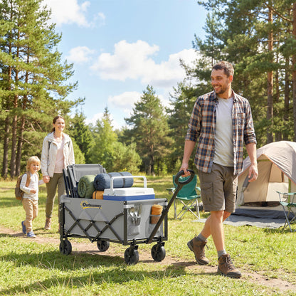 60L Festival Trolley on Wheels, Collapsible Wagon Cart, Grey