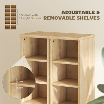 Set of 2 CD Storage Units DVD Shelf with Adjustable Shelves, Oak
