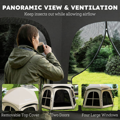Pop Up Tent 3000mm Waterproof for 3-4 Person Khaki